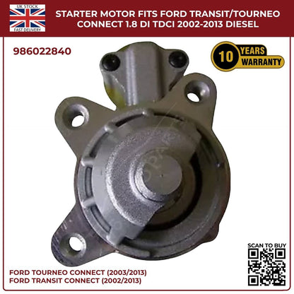 Ford Transit/Tourneo Connect 1.8 Diesel Starter Motor (2002–2013, DI/TDCi)