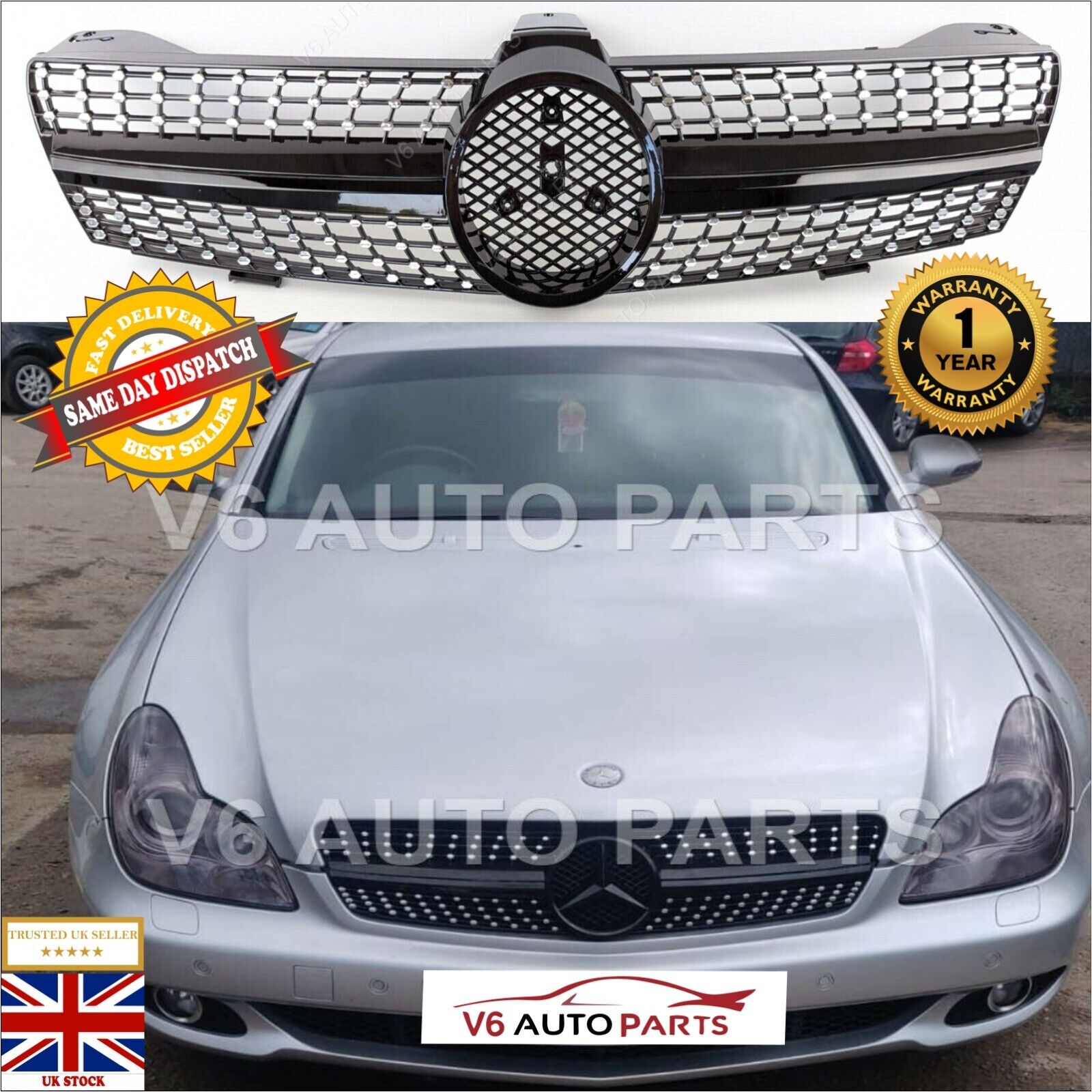 For Mercedes W219 CLS-Class CLS500 CLS55 Front Radiator Grille 2005-08 Pre-Facelift