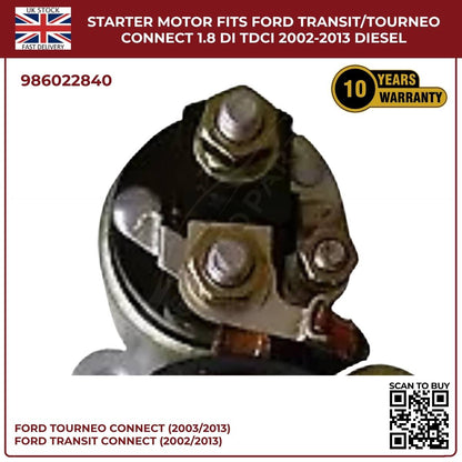 Ford Transit/Tourneo Connect 1.8 Diesel Starter Motor (2002–2013, DI/TDCi)