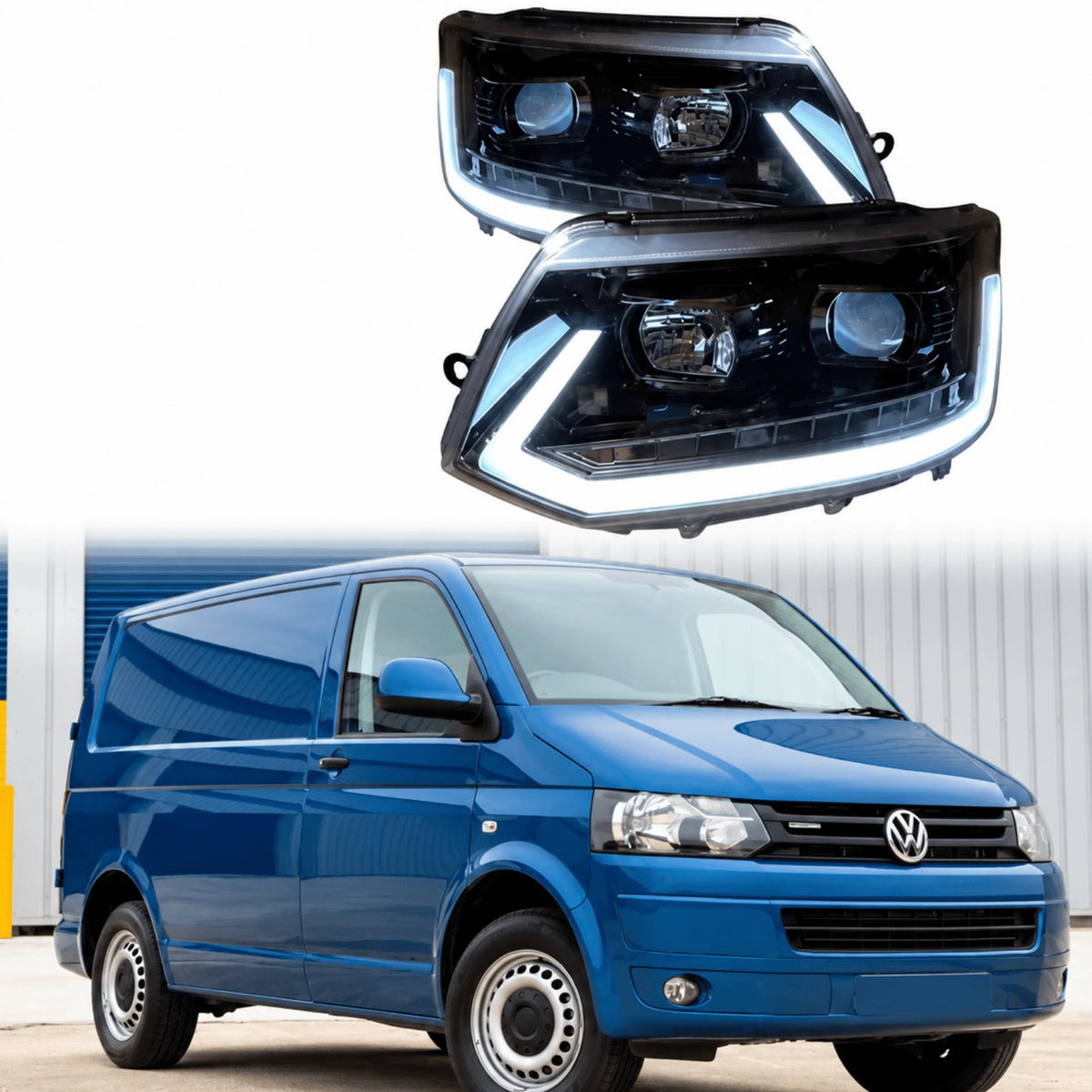 Image of VW Transporter T5 Sequential Indicator Black Headlights – 7E1941015