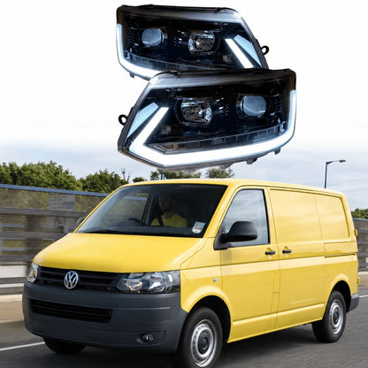 Image of VW Transporter T5 Replacement Black LED Headlight Assembly – 7E1941015
