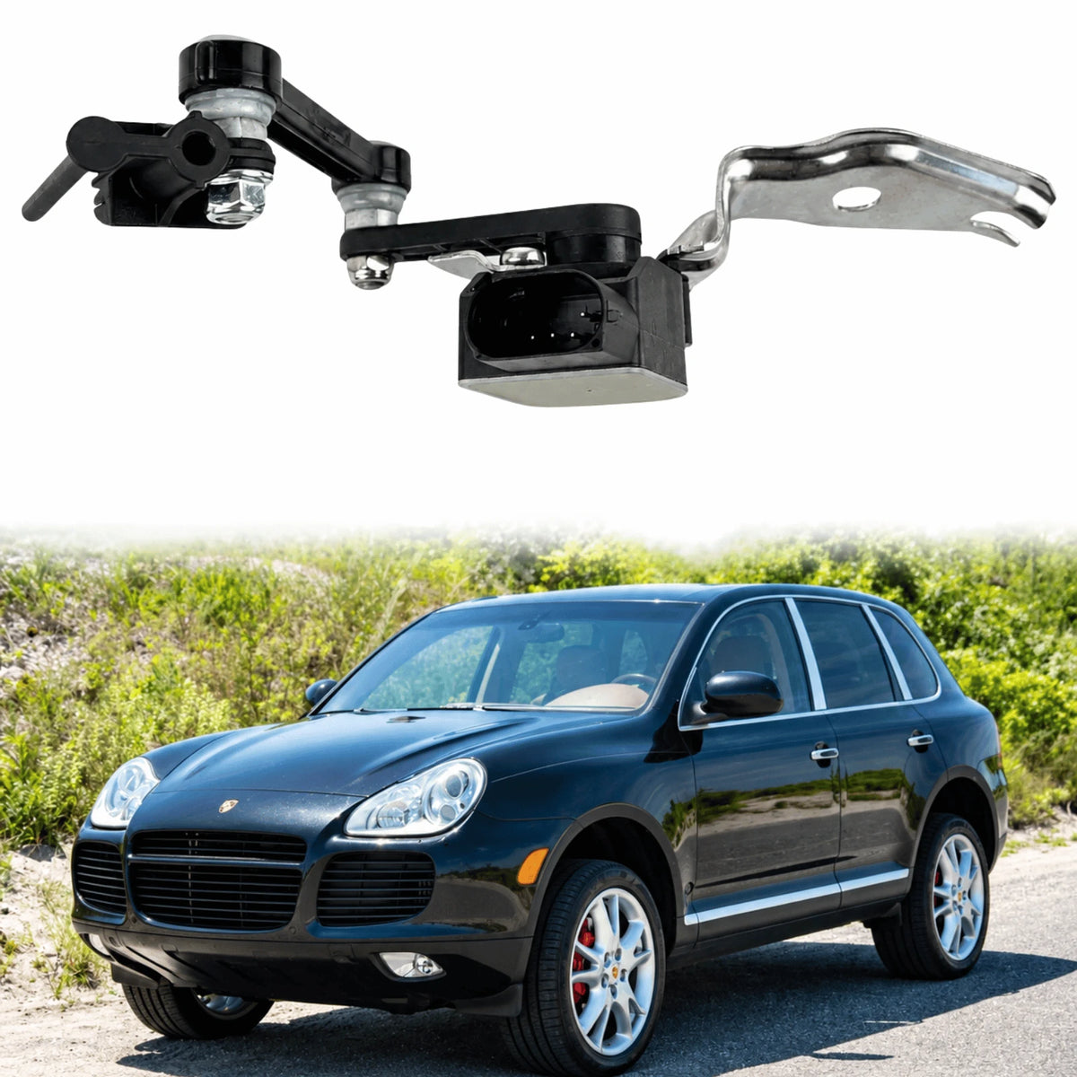 Image of O/S suspension height sensor with linkage for Audi Q7 2006-2015