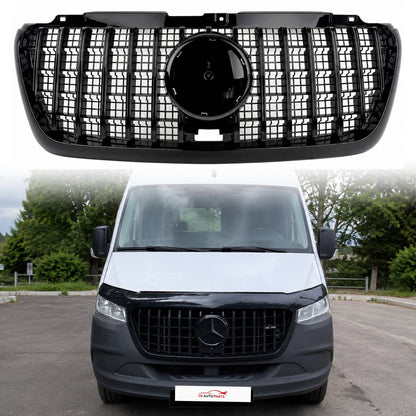 For Mercedes-Benz Sprinter W907 Panamericana Gloss Black Front Bumper Grille 2018–2025 – Cab & Van