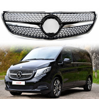 For Mercedes V-Class W447 V250 220 MPV Compatible front Bumper Diamond Black Grille 2015-22