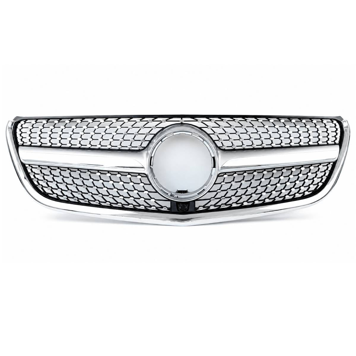 168CF Frontstoßstange Diamond Silver Grille für 2014–2022 Benz VITO BOX VAN W447 Chrom 