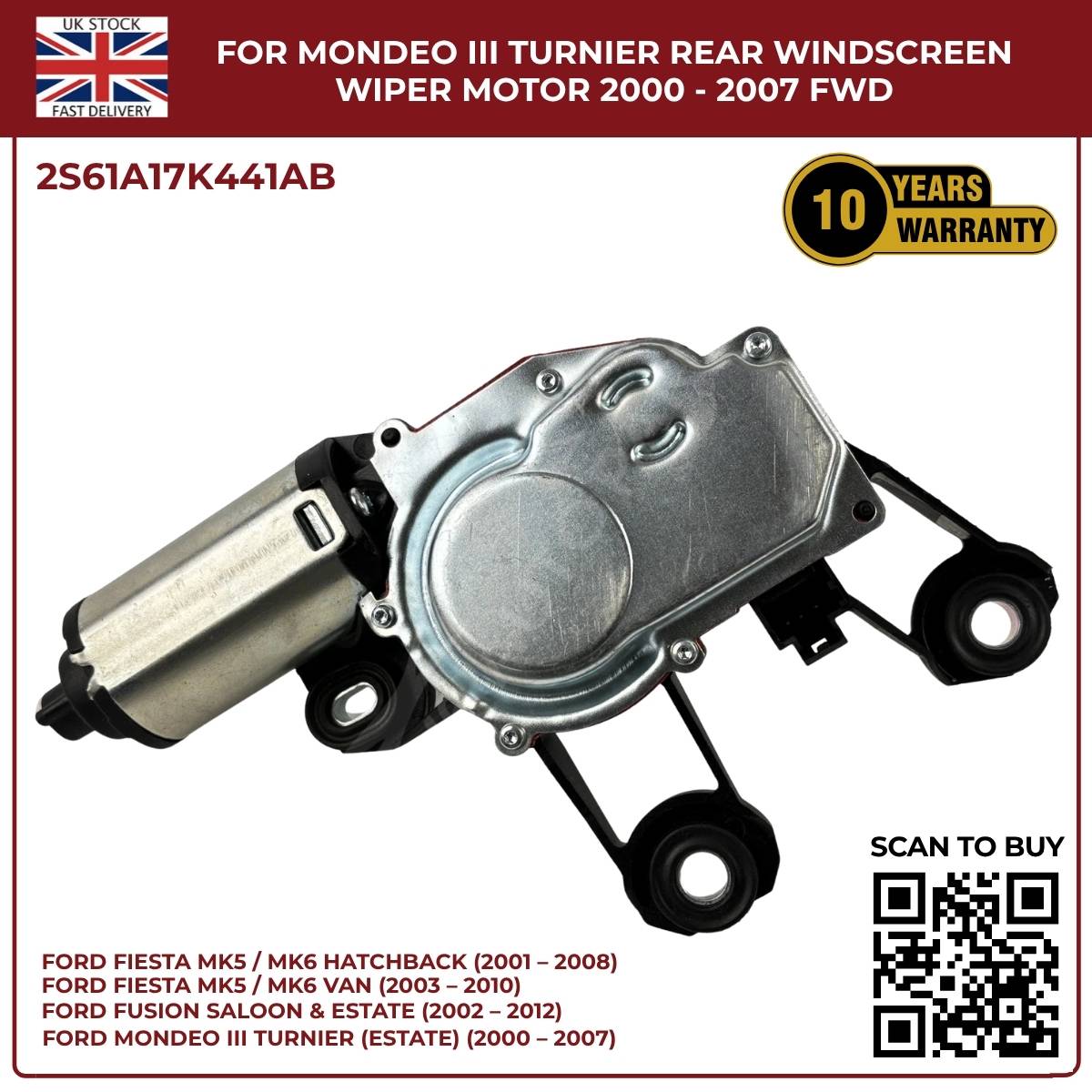 Ford Fiesta MK5/MK6 Rear Windscreen Wiper Motor (2001–2010) – OEM Replacement 2S61A17K441AB