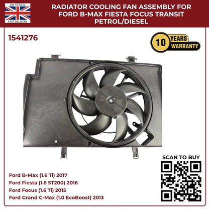 Radiator Cooling Fan Assembly – Ford B‑MAX, Fiesta, Focus, Transit (Petrol/Diesel)