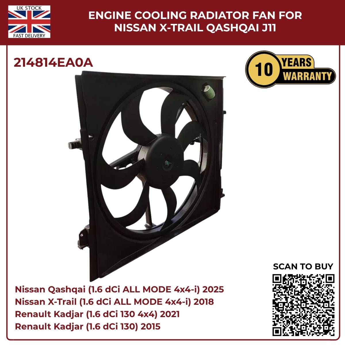 Nissan X-Trail & Qashqai J11 Radiator Cooling Fan – OEM 214814BE0B / 214814EB0A