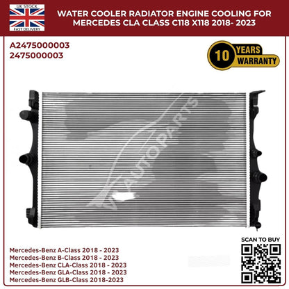 Mercedes CLA-Class Radiator (C118/X118) 2018–2023 | Engine Cooling Water Cooler 22mm