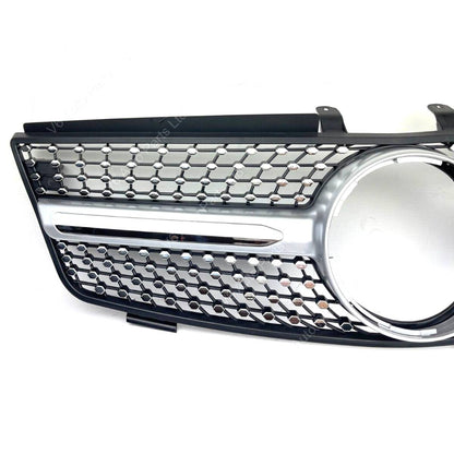 For Mercedes M‑Class W164 Front Radiator Diamond Chrome Grille 2005–2008 ML320 ML350 ML500 ML550 ML63 AMG