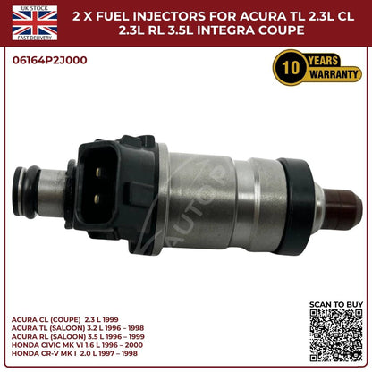 2PCS Fuel Injectors for Honda CR‑V MK1 2.0L Petrol (1997‑1998) | OEM 06164‑P2J‑000 Replacement