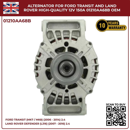 Ford Transit MK7 Alternator 2.4 TDCi Diesel 2006‑2014 – OEM Replacement (1372737 / 1581844 / 1730987)
