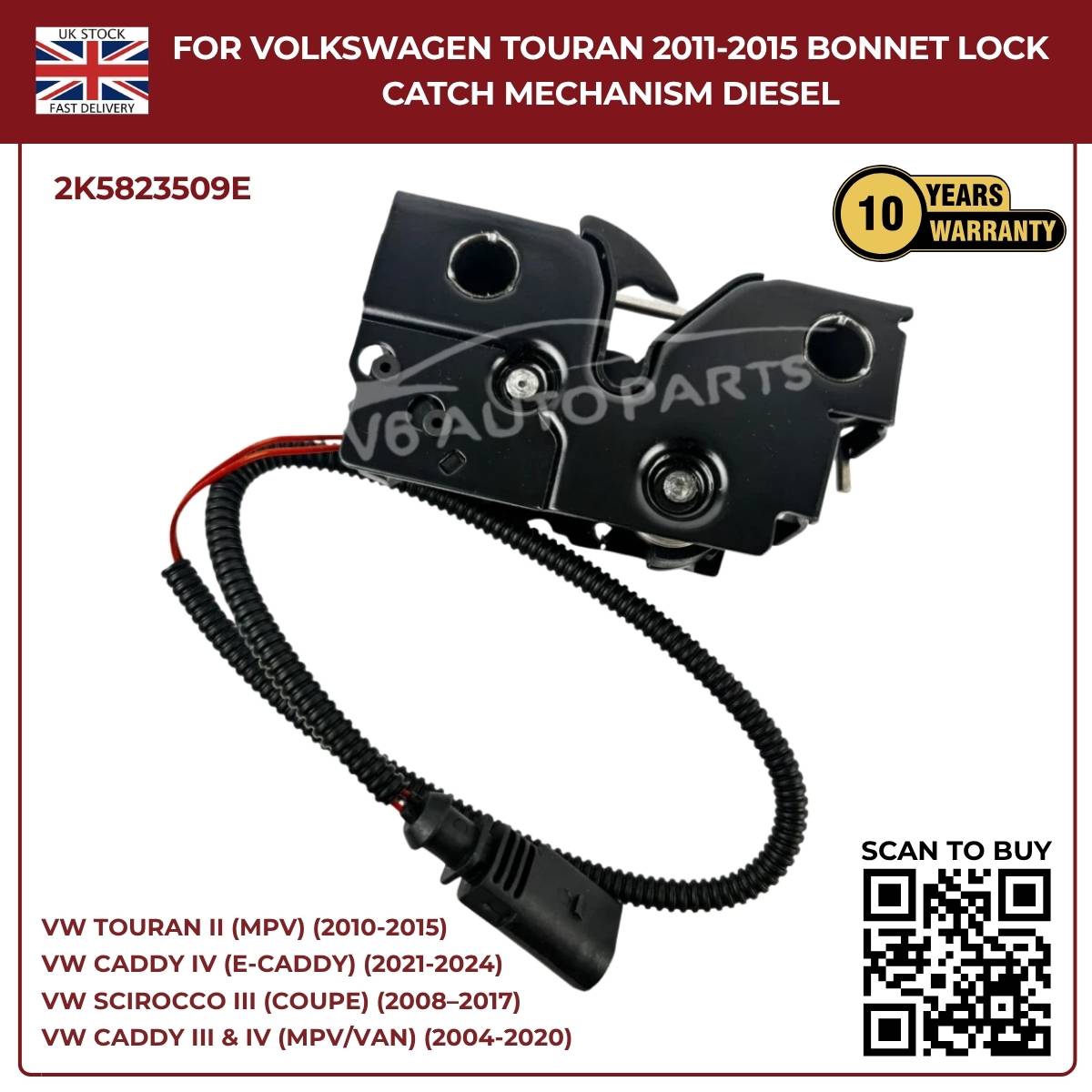 Bonnet Lock Catch Mechanism for VW Caddy MK4 2011–2020 | OEM 2K5823509E