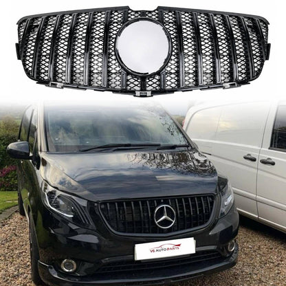 For Mercedes R-Class W251 GT Grille – Gloss Black Front Radiator (2011–2017, AMG R63 / R280CDI)