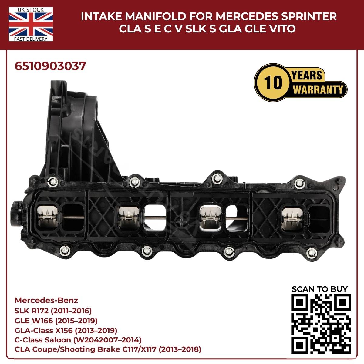 Intake Manifold OEM 6510903037 – Mercedes Sprinter, CLA, S-Class, E-Class, C-Class, Vito, SL, GLA, GLE