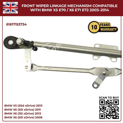 Front Windscreen Wiper Linkage Assembly  For BMW X5 E70 (2007–2013) / X6 E71 E72 (2008–2014)– RHD, OE Quality Replacement