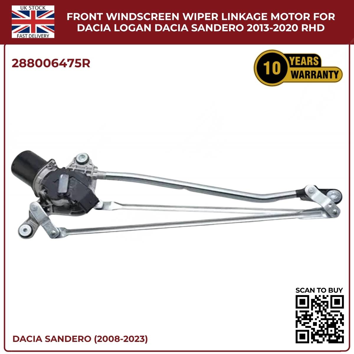 Front Windscreen Wiper Linkage + Motor – Dacia Sandero / Logan (2013–2020) – OE Quality Replacement