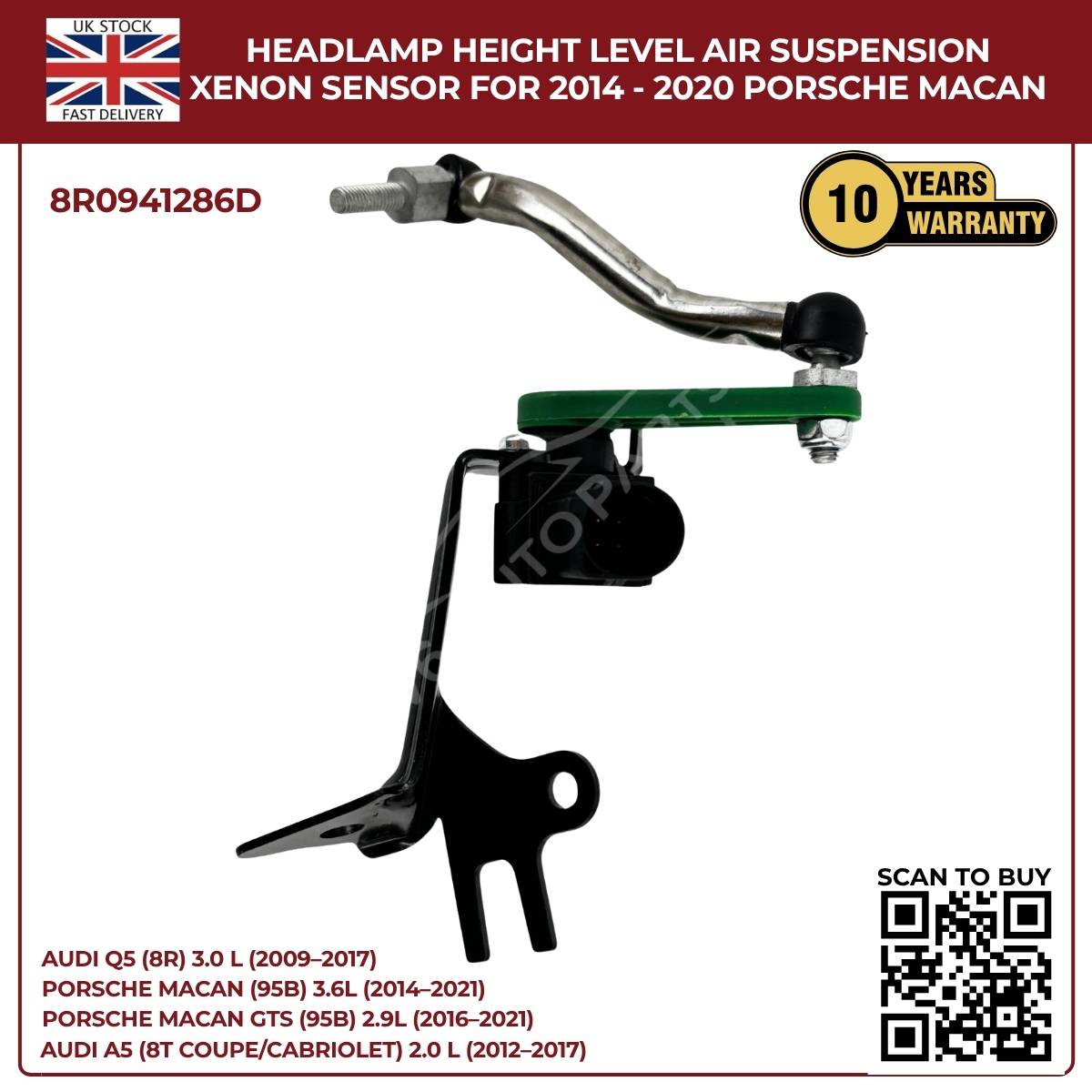 Front Right Suspension Height Level Sensor for Audi Q5 8R 8RB (2008–2017) SUV – OEM Replacement