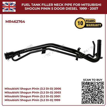 Fuel Tank Filler Neck Pipe for Mitsubishi Shogun Pinin 5‑Door 1999–2007 Diesel