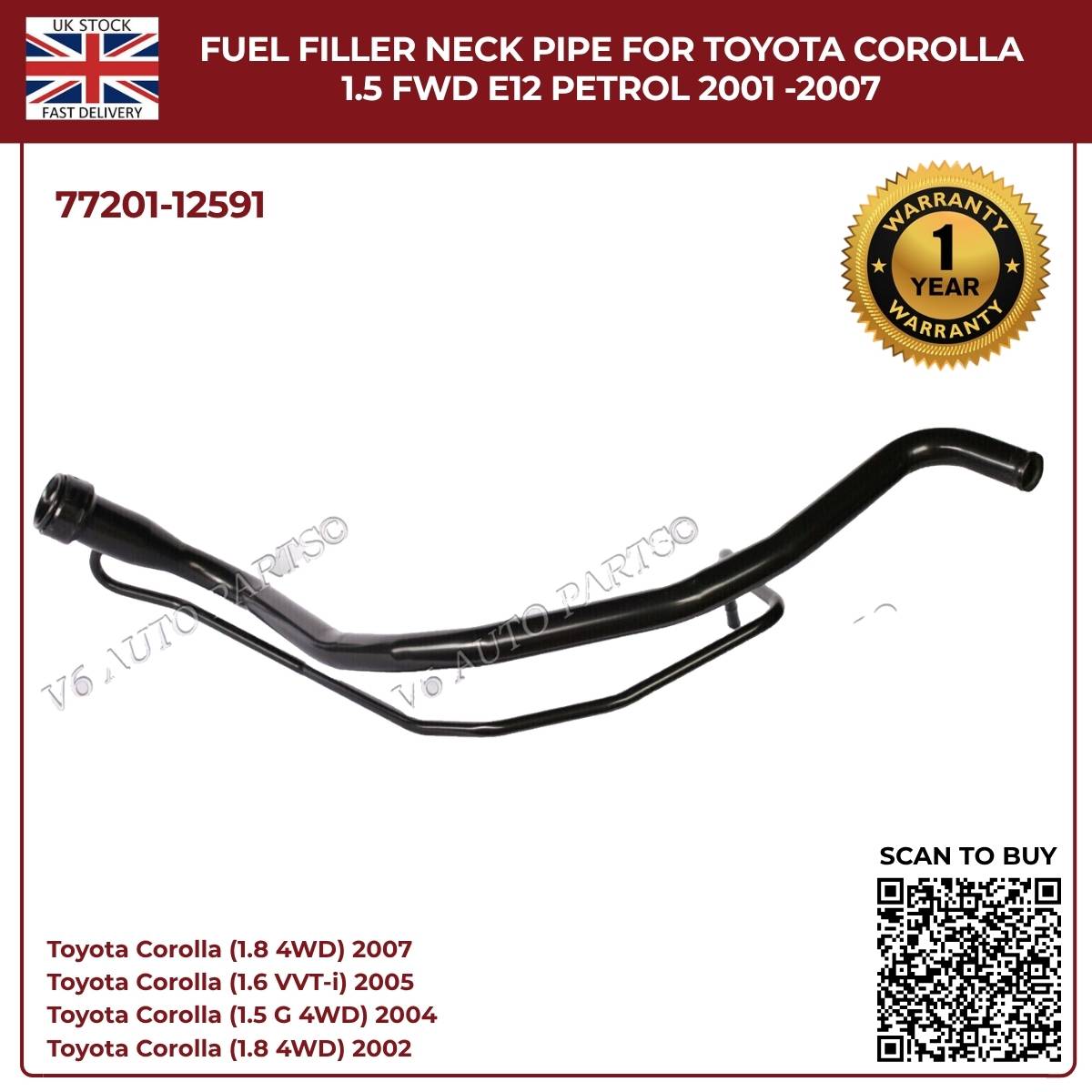 NEUER COROLLA FIELDER AXIO KRAFTSTOFFTANK-FÜLLHALS METALLROHR 77201-12700 