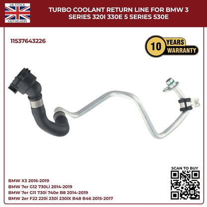 BMW Turbocharger Coolant Return Hose – Right Passenger Side | Fits B46/B48 Petrol Engines | OEM Ref 11537643226
