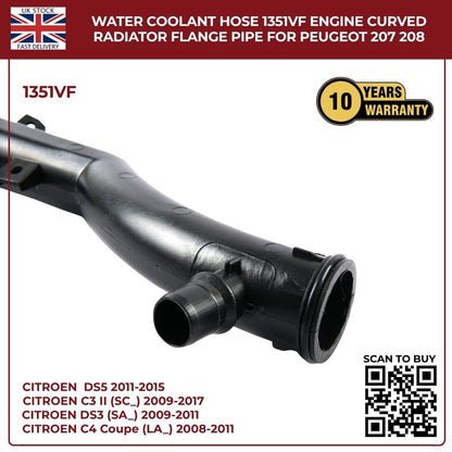 Water Coolant Hose  1351VF – Rear Right Engine Radiator Pipe for Peugeot & Citroën