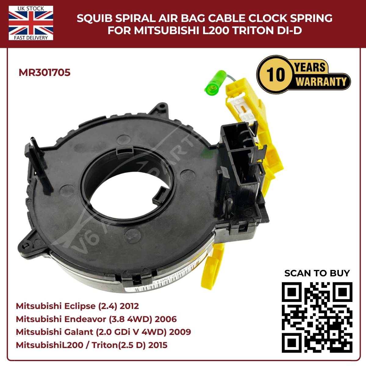Squib Spiral Airbag Cable Clock Spring For Mitsubishi L200 Triton DI‑D (2008–2014)