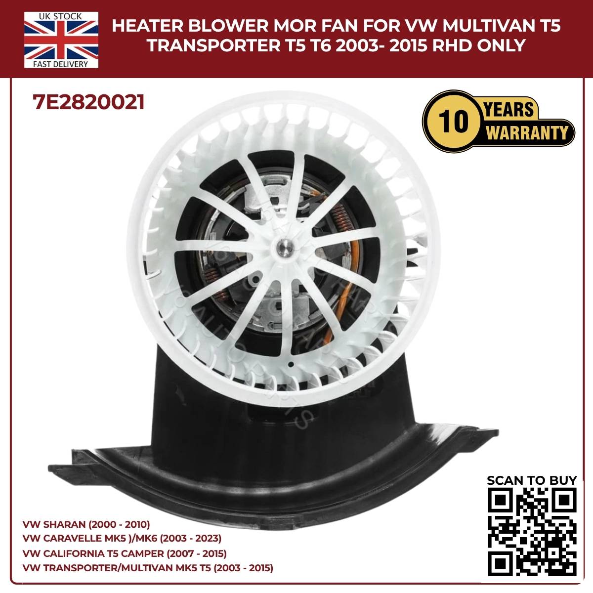 Image of VW T5 1.9 TDI heater blower motor 7E2820021