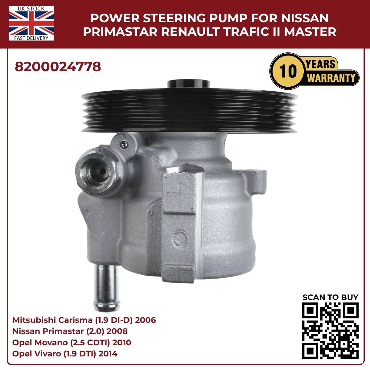Image of power steering pump 8200024778 for Nissan Primastar