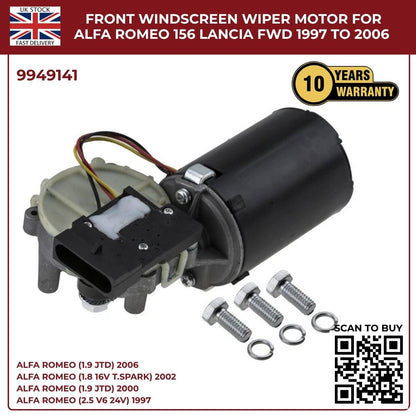 image of Front Windscreen Wiper Motor for Alfa Romeo 156 and Lancia Lybra 9949141