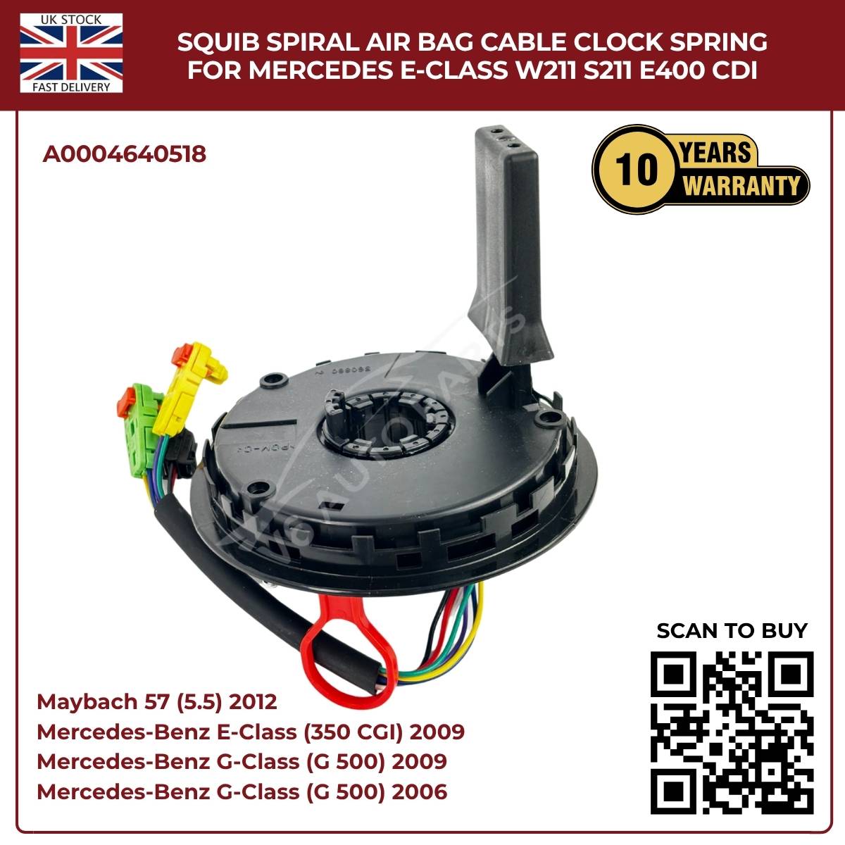 Airbag Clock Spring Spiral Cable A0004640518 for Mercedes-Benz E-Class, G-Class & Maybach