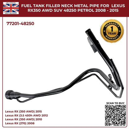 Fuel Tank Filler Neck Pipe For Lexus RX350 / RX270 (2008–2015, AWD & FWD, Petrol) | OE Ref 77201‑48250