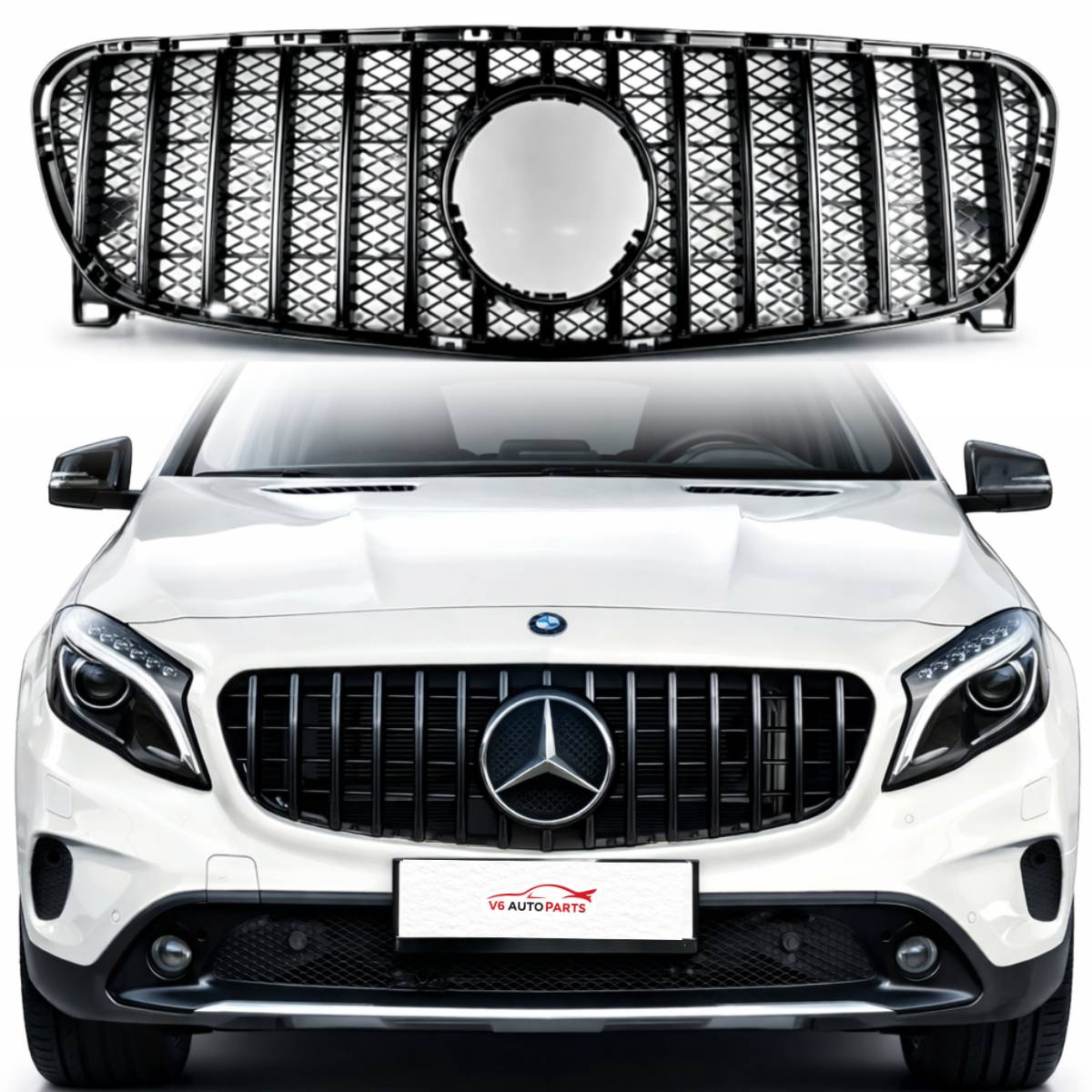 Schwarzer Frontstoßstangengrill für Mercedes GLA-Klasse W156 AMG Panamericana GT 2013–2017 