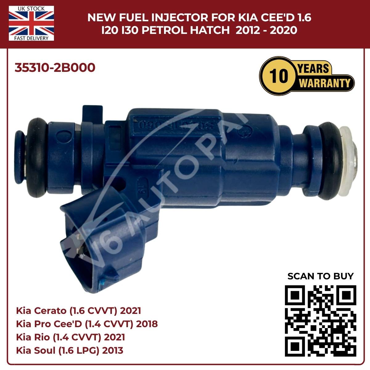 Fuel Injector 35310-2B000 | Fits Kia Cee’D, i20, i30 (2012–2020) 1.6 Petrol Hatch | OE Replacement