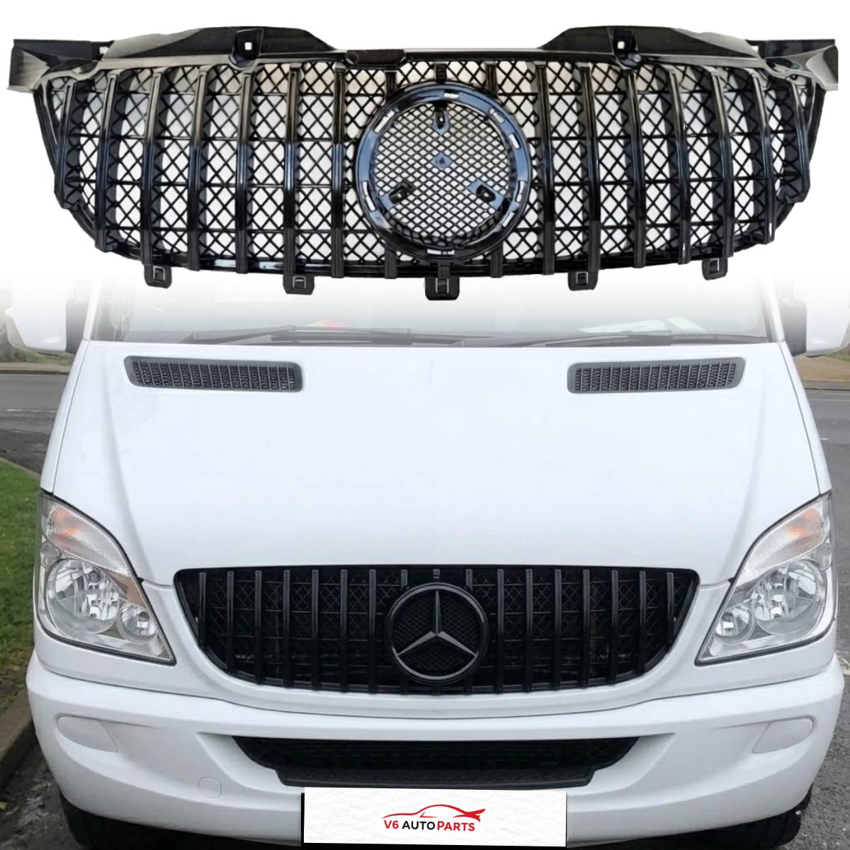 Front Radiator Black GT Grille – Mercedes Sprinter W906 MK2 2008–2013 Pre‑Facelift