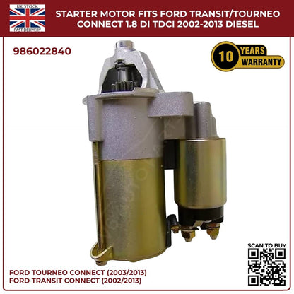 Ford Transit/Tourneo Connect 1.8 Diesel Starter Motor (2002–2013, DI/TDCi)