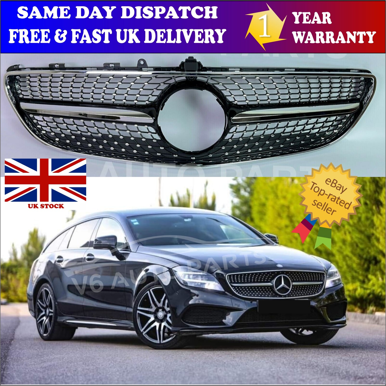 For Mercedes CLS-Class CLS218 300 Front Bumper AMG Grille Facelift Coupe 2014-18