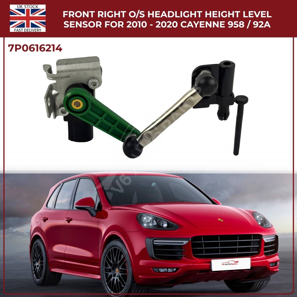 Front Right (O/S) Headlight Level Sensor – Fits Porsche Cayenne 958 / 92A (2010–2020)