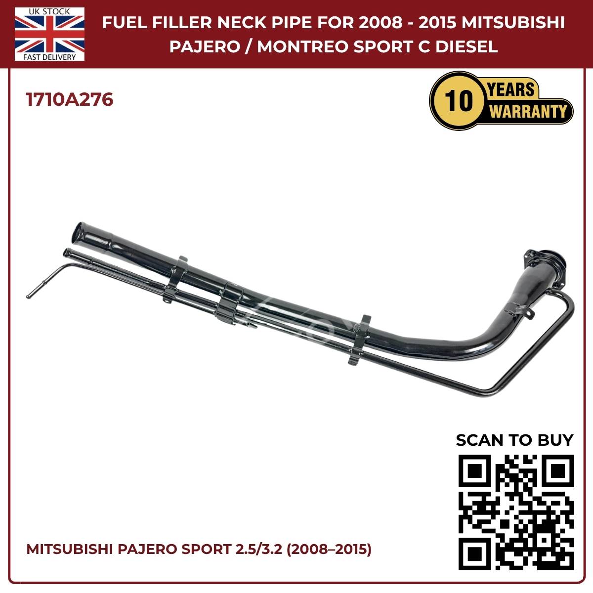 Fuel Tank Filler Neck Pipe – Mitsubishi Pajero Sport 2008–2015 2.5L & 3.2L DI-D Diesel | Part 1710A276