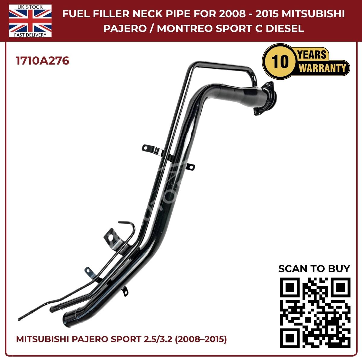 Fuel Tank Filler Neck Pipe – Mitsubishi Pajero Sport 2008–2015 2.5L & 3.2L DI-D Diesel | Part 1710A276