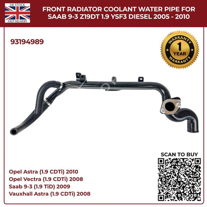 Radiator Coolant Water Pipe – Vauxhall/Opel Vectra & Signum Diesel 1.9 CDTI (2004–2008) | OEM Replacement 93194989