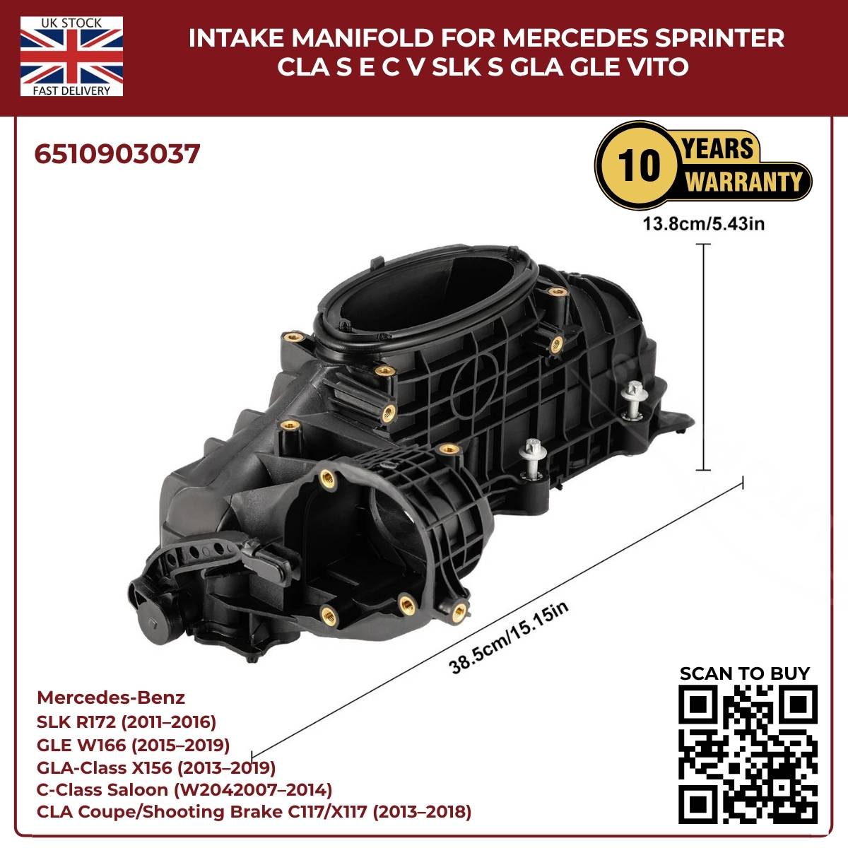 Intake Manifold OEM 6510903037 – Mercedes Sprinter, CLA, S-Class, E-Class, C-Class, Vito, SL, GLA, GLE