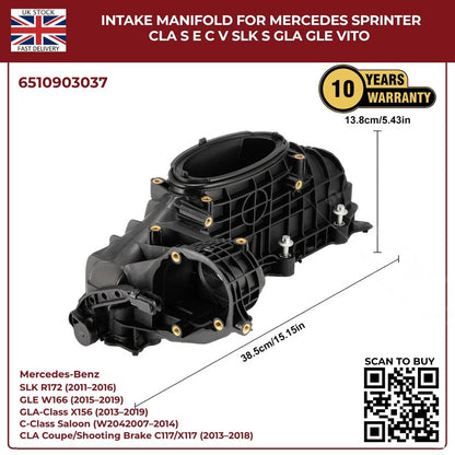 Intake Manifold OEM 6510903037 – Mercedes Sprinter, CLA, S-Class, E-Class, C-Class, Vito, SL, GLA, GLE