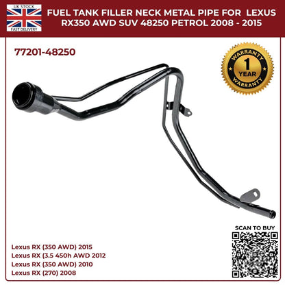 Fuel Tank Filler Neck Pipe For Lexus RX350 / RX270 (2008–2015, AWD & FWD, Petrol) | OE Ref 77201‑48250