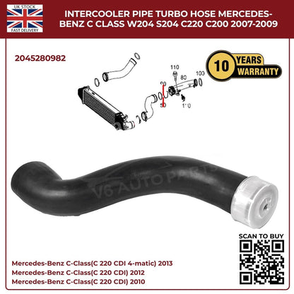 image of C Class C220 C200 intercooler pipe 2007 to 2009 2045280982