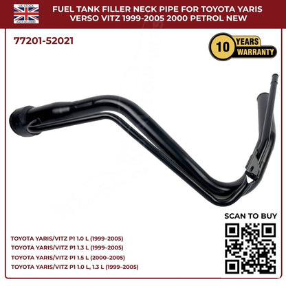 Fuel Tank Filler Neck Pipe For Toyota Yaris / Vitz MK1 (1999–2005) 1.0, 1.3, 1.5 Petrol | Part #77201-52021