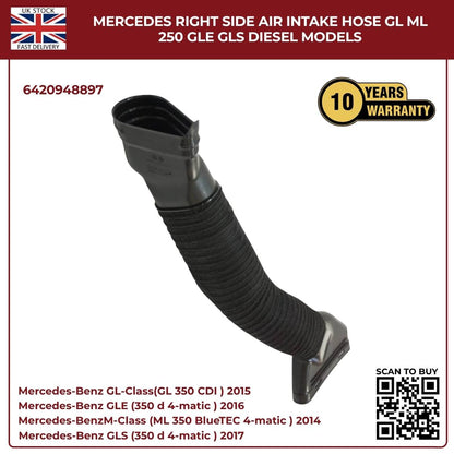 Mercedes Right Side Air Intake Hose - GL, ML, GLE, GLS Diesel Models 6420948897