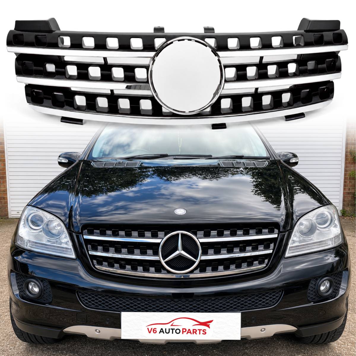 Frontstoßstangengrill für 2005 bis 2008 Mercedes Benz W164 M-Klasse ML320 350 7 Loch 