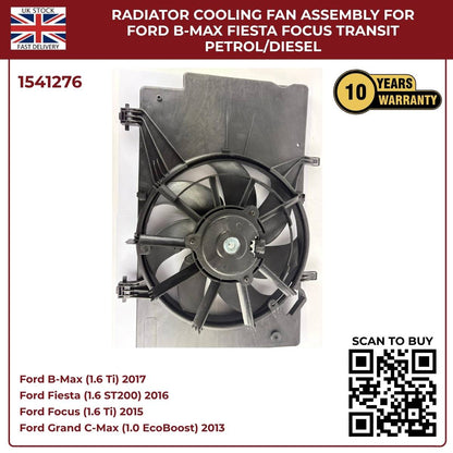 Radiator Cooling Fan Assembly – Ford B‑MAX, Fiesta, Focus, Transit (Petrol/Diesel)