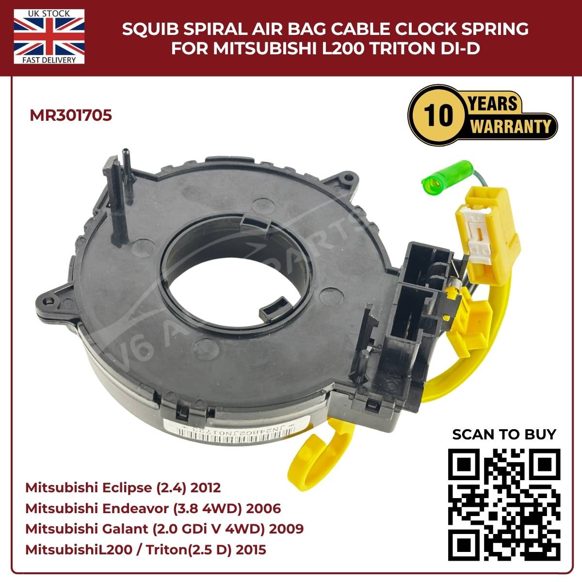 Squib Spiral Airbag Cable Clock Spring For Mitsubishi L200 Triton DI‑D (2008–2014)